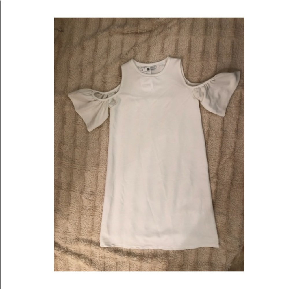 White Zara peep shoulder dress